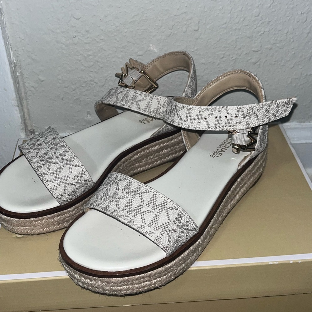 Michael Kors Cream Patterned Espadrille Sandals